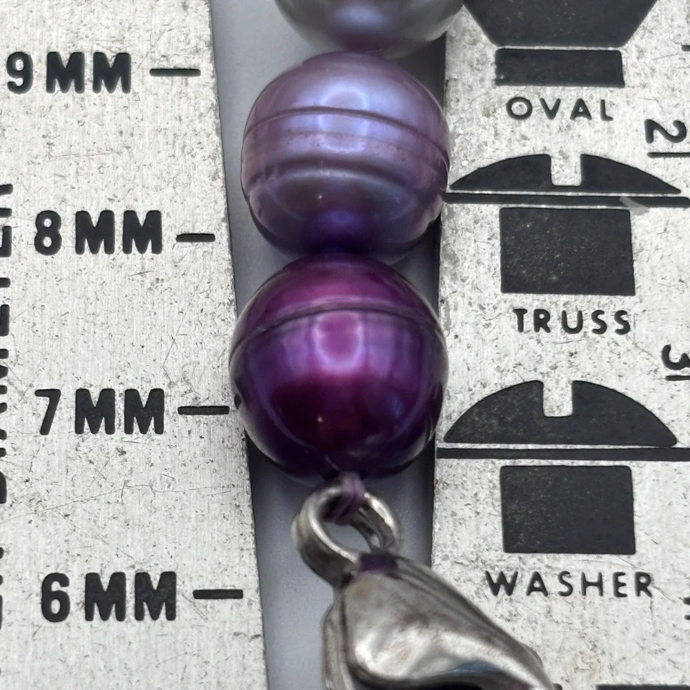 VTG Honora Ringed Pearl Necklace Sterling Clasp Multicolor Purple Berry Gray 20